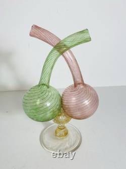 Rare Cranberry / Green Art Glass façon de Venise double cruet