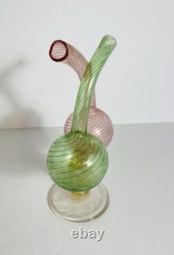 Rare Cranberry / Green Art Glass façon de Venise double cruet