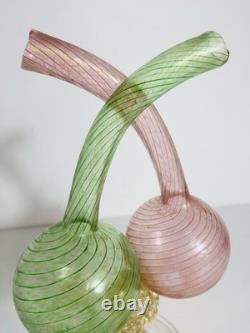 Rare Cranberry / Green Art Glass façon de Venise double cruet