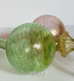 Rare Cranberry / Green Art Glass façon de Venise double cruet