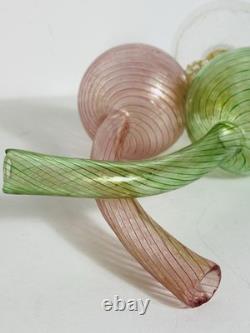 Rare Cranberry / Green Art Glass façon de Venise double cruet