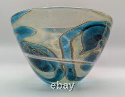 Rare Early Mdina Blue Iridescent Rosenthal Michael Harris Glass Bowl