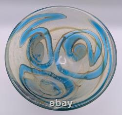 Rare Early Mdina Blue Iridescent Rosenthal Michael Harris Glass Bowl