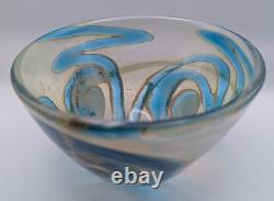 Rare Early Mdina Blue Iridescent Rosenthal Michael Harris Glass Bowl
