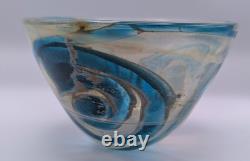 Rare Early Mdina Blue Iridescent Rosenthal Michael Harris Glass Bowl