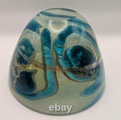 Rare Early Mdina Blue Iridescent Rosenthal Michael Harris Glass Bowl