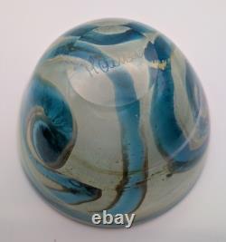 Rare Early Mdina Blue Iridescent Rosenthal Michael Harris Glass Bowl