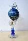 Rare Early Tina Cooper Blue Iridescent Art Glass Vase Sculpture 1996 Australian