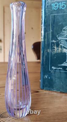 Rare Kosta Lindstrand Purple Enamel Lines Vase LH with LIND-TRAND KOSTA Stamp