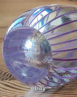 Rare Kosta Lindstrand Purple Enamel Lines Vase LH with LIND-TRAND KOSTA Stamp
