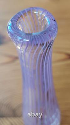 Rare Kosta Lindstrand Purple Enamel Lines Vase LH with LIND-TRAND KOSTA Stamp