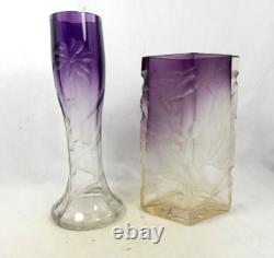 Rare Ludwig Moser Art Nouveau deep cut glass vase cut Art Nouveau glass vase 30