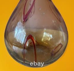 Rare Maltese Studio Art Glass Vase Red Trailing Swirls Amber Large 41cm