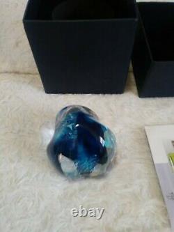 Rare Medium Signed Correia 2013 Art Glass Paperweight Abstract Turquoise