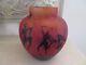 Rare Okra Glass Fire Dance Design Vase 6 Inch Signed By Sarah Cowan
