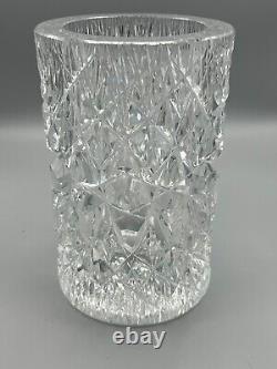 Rare Rock Cut Crystal Heavy Art Glass Vase, Signed by Artist, 8 Tall, 5 Widest