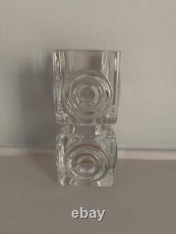 Rare Royal Krona Lead Crystal Vase 1960s Vintage Sweden Bengt Edenfalk