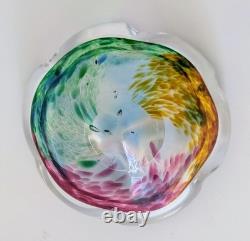 Rare Signed 1979 Soviet USSR Art Glass Bowl. LZHS Leningrad Crystal. MCM Mod