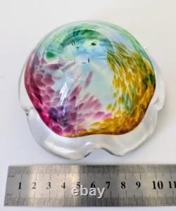 Rare Signed 1979 Soviet USSR Art Glass Bowl. LZHS Leningrad Crystal. MCM Mod