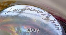 Rare Signed 1979 Soviet USSR Art Glass Bowl. LZHS Leningrad Crystal. MCM Mod