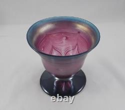 Rare Stylish Designer Glass Vase Art Glass Purple Iridescent Handmade Signed