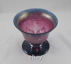 Rare Stylish Designer Glass Vase Art Glass Purple Iridescent Handmade Signed