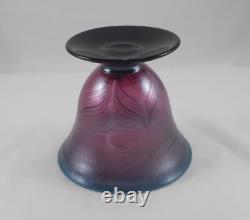 Rare Stylish Designer Glass Vase Art Glass Purple Iridescent Handmade Signed