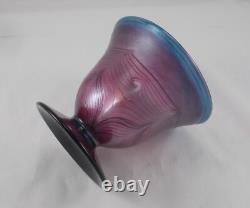 Rare Stylish Designer Glass Vase Art Glass Purple Iridescent Handmade Signed