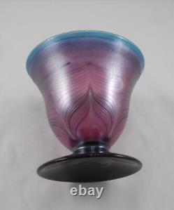 Rare Stylish Designer Glass Vase Art Glass Purple Iridescent Handmade Signed