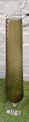 Rare Tall (50CM) Italian Olive glass vase Object Dart. Mid Century