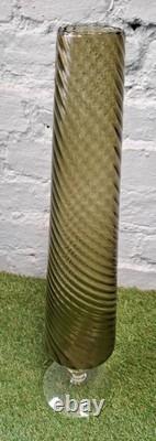 Rare Tall (50CM) Italian Olive glass vase Object Dart. Mid Century
