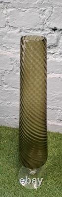 Rare Tall (50CM) Italian Olive glass vase Object Dart. Mid Century