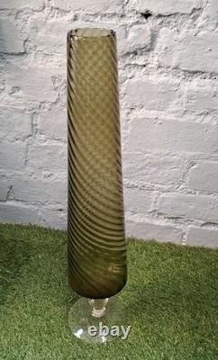 Rare Tall (50CM) Italian Olive glass vase Object Dart. Mid Century