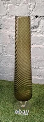 Rare Tall (50CM) Italian Olive glass vase Object Dart. Mid Century