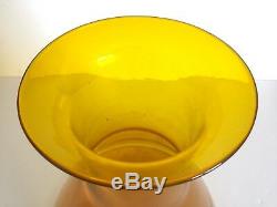 Rare Vintage 1957 MCM Blenko Jonquil Yellow Monumental XL Art Glass Floor Vase