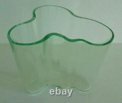Rare Vintage 1998 IITTALA Clear Green Savoy Glass Vase 100 ALVAR AALTO 95mm tall