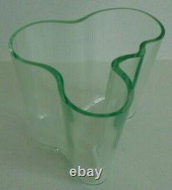 Rare Vintage 1998 IITTALA Clear Green Savoy Glass Vase 100 ALVAR AALTO 95mm tall