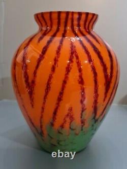 Rare Vintage Czech Art Deco Kralik Welz Herringbone Vase