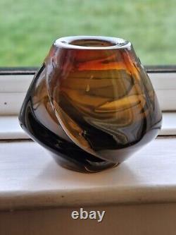 Rare Vintage Mid Century Eino Maelt Tarbeklaasi Soviet USSR Amber Art Glass Vase