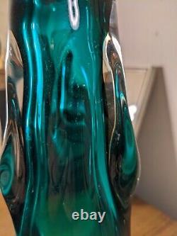 Rare Vintage Whitefriars Art Glass Green 1964 Knobbly Vase Lamp Base 9.5 #9612
