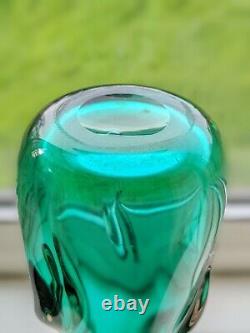 Rare Vintage Whitefriars Art Glass Green 1964 Knobbly Vase Lamp Base 9.5 #9612