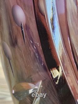 Rare Watford Deep Water Amethyst Engraved Swordfish Vase British Art Glass