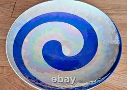 Rare Yalos Casa Murano Ferro Rare 18 Iridescent Pearl White And Blue Bowl