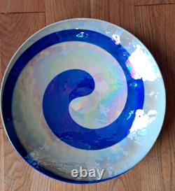 Rare Yalos Casa Murano Ferro Rare 18 Iridescent Pearl White And Blue Bowl
