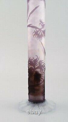 Rare and early Emile Gallé vase in frosted and purple art glass. 1880/1890's