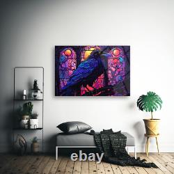 Raven Wall Art, Tempered Glass Art, Glass Printing, Colorful Wall Art