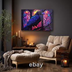 Raven Wall Art, Tempered Glass Art, Glass Printing, Colorful Wall Art