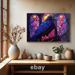 Raven Wall Art, Tempered Glass Art, Glass Printing, Colorful Wall Art