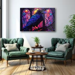 Raven Wall Art, Tempered Glass Art, Glass Printing, Colorful Wall Art