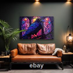 Raven Wall Art, Tempered Glass Art, Glass Printing, Colorful Wall Art